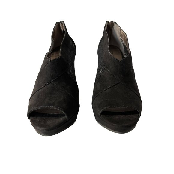 Moda Spana Black Lace Booties Peep Toe Heels Back Zip Wrapped Heels Sexy Size 7 - Picture 3 of 13